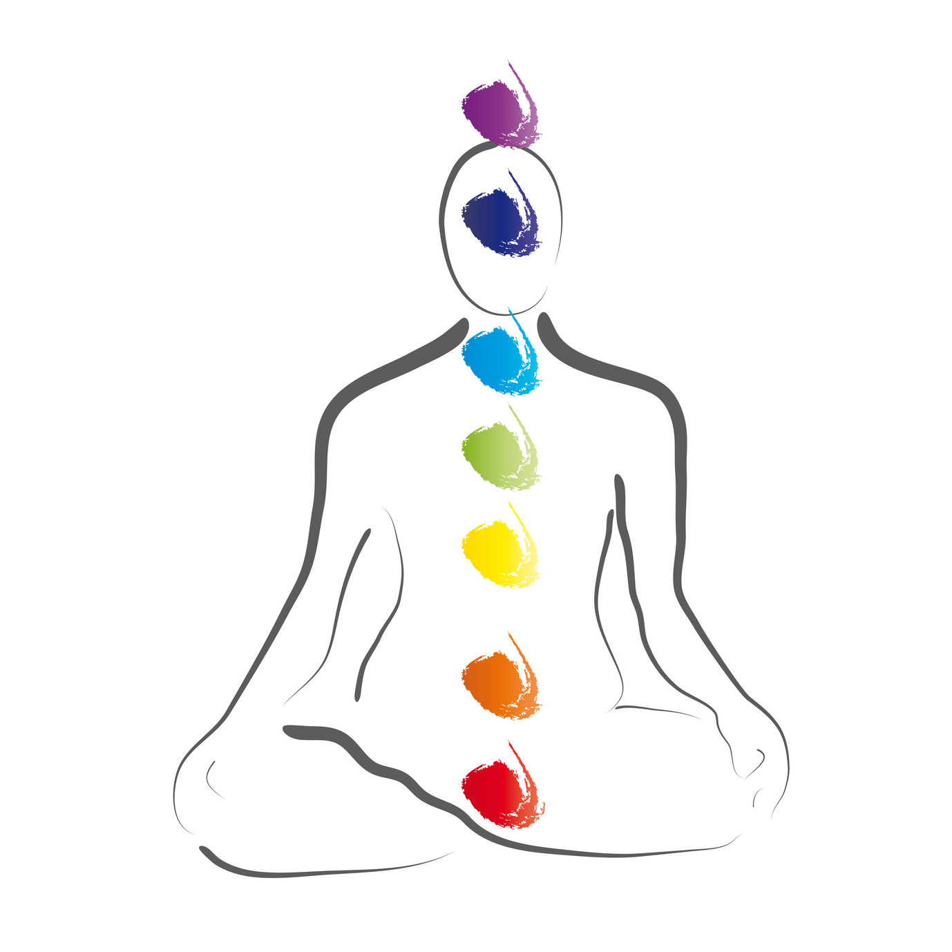 position im Yoga - Lotussitz mit den Chakren, Logo position im Yoga - Lotussitz mit den Chakren, Logo